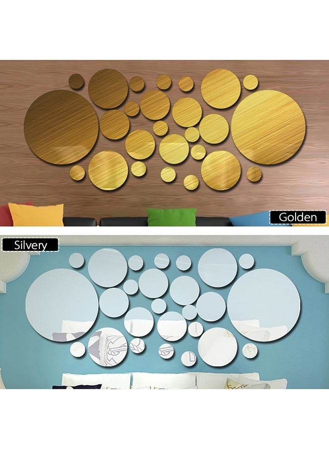 26-Piece Easy To Paste Removable And Install DIY Polka Dot Wall Mirror Stickers Silver - Image 5